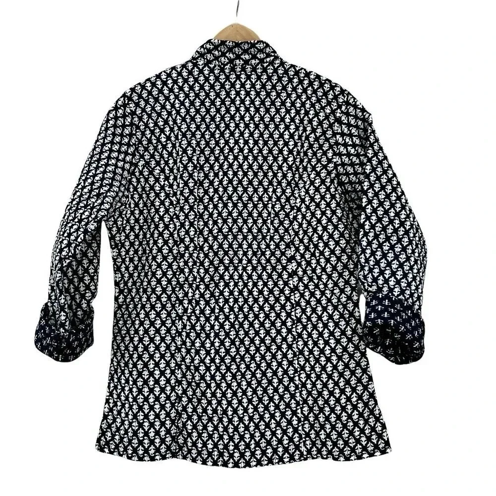 Indigo Block Print Kantha Quilted Jacket - Picture 7 of 8